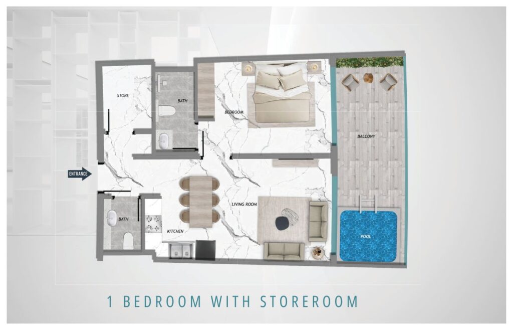 Barari Heights 1 BHK With Storeroom